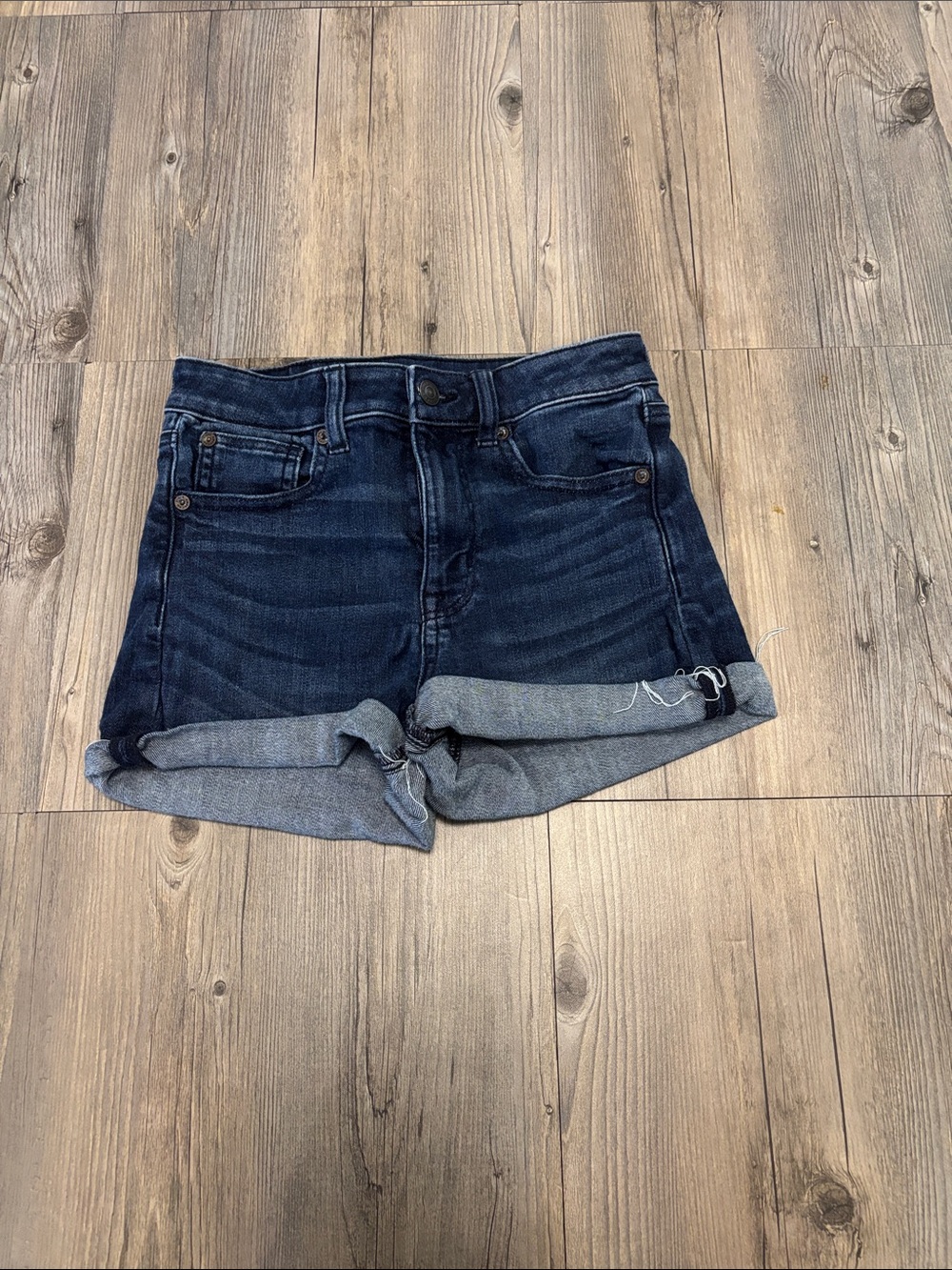 American Eagle Outfitters Dark Indigo Roll-Cuff Denim Shorts